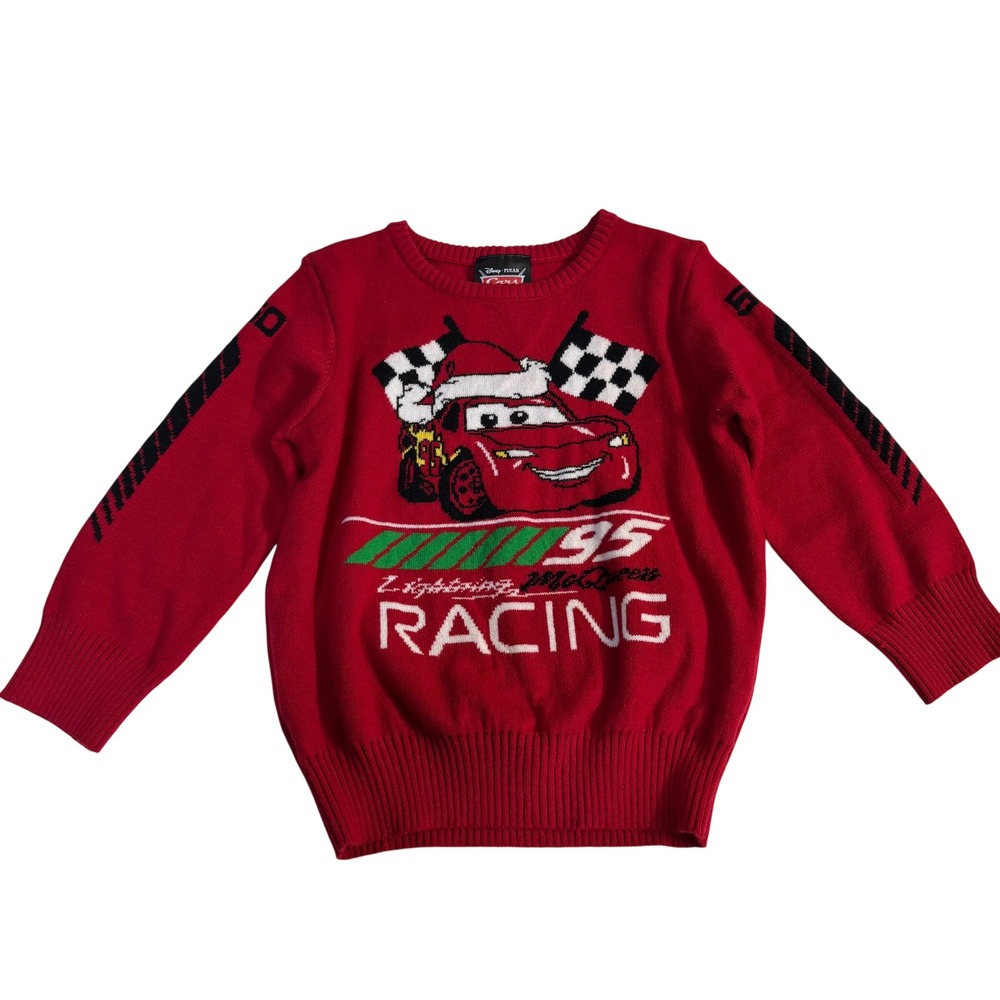 Disney Pixar Cars Lightning McQueen Christmas Holiday Sweater Red Kids 2T‎
